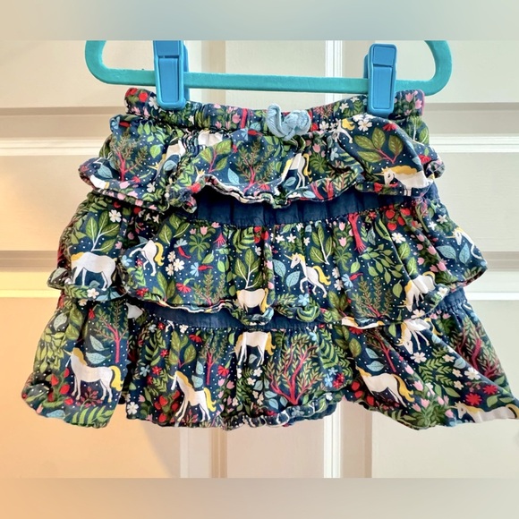MINI BODEN EUC SZ 5-6Y Colorful Unicorn Tiered Ruffle Mini Skirt - Picture 2 of 4